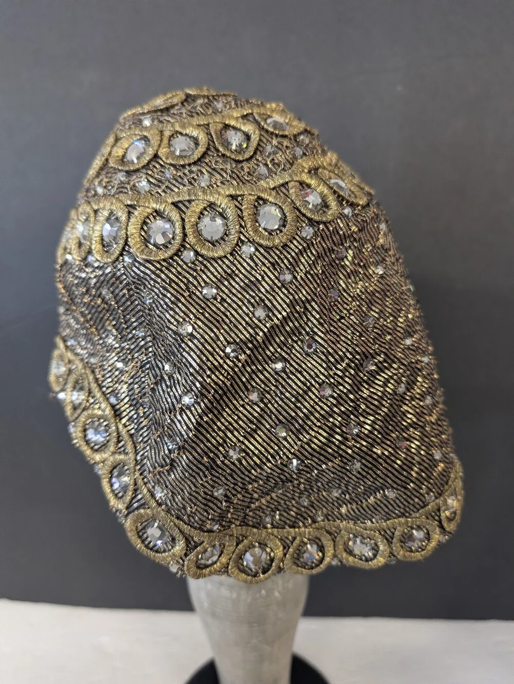 Vintage Adolfo Cloche Hat Incrusted With Rhinestone Sequin Hat - Picture 5 of 9